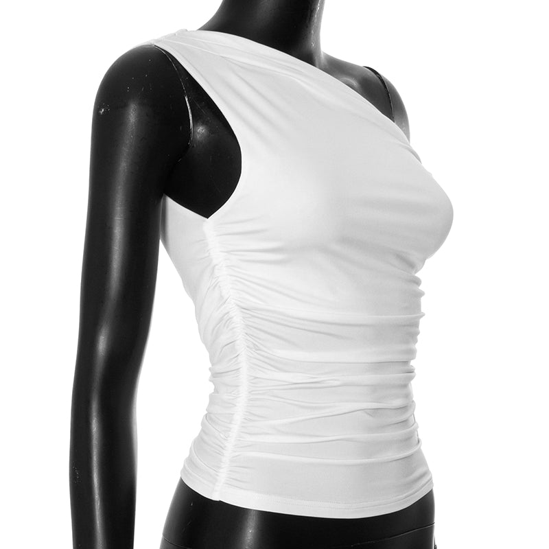 Tunika Elegant Ruched Asymmetrical Neck Women Top