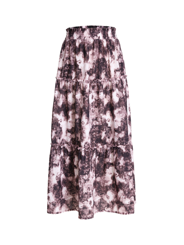 A Line Casual Paisley Frill Women Skirt