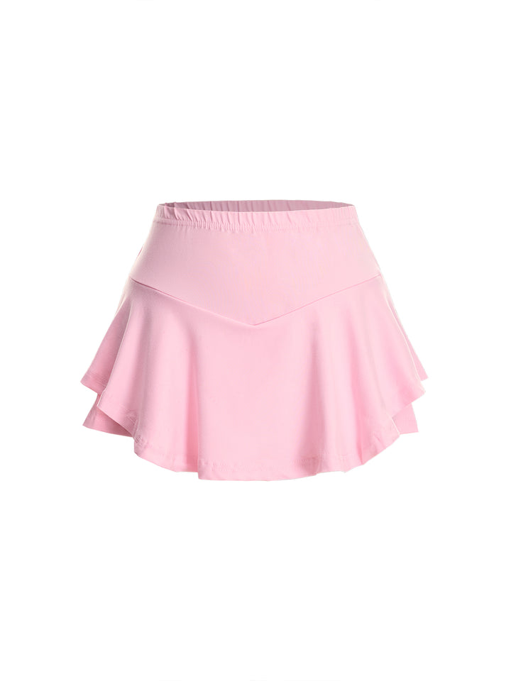 2 Packs Casual Sporty A Line Layered Ruffle Mini Women Skort