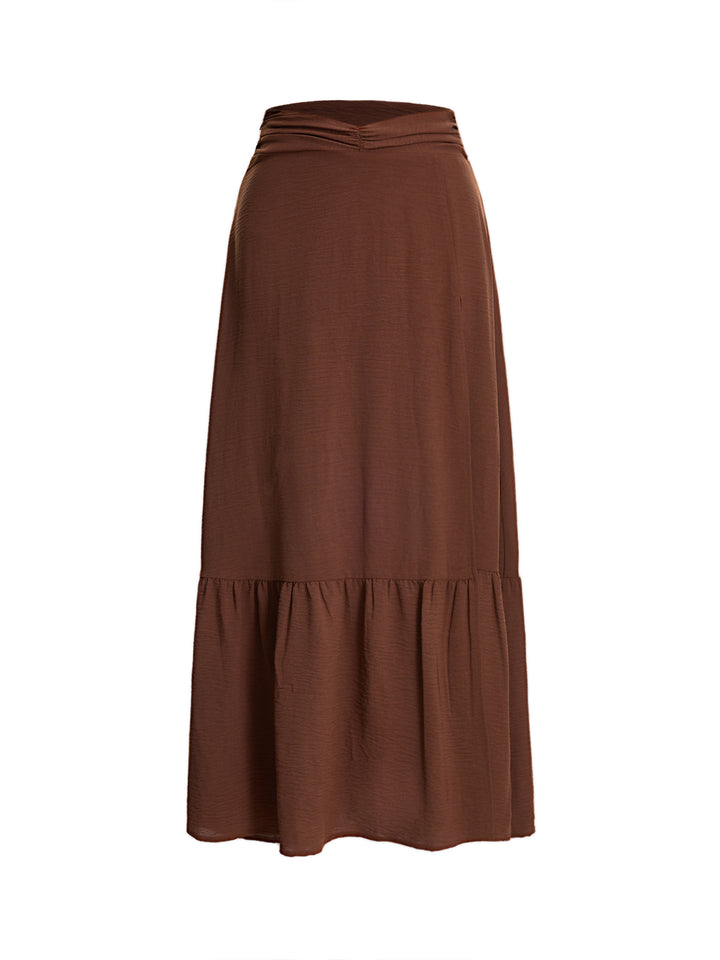 Boho Rucched Waist A Line Ruffle Hem MAXI JURTS -