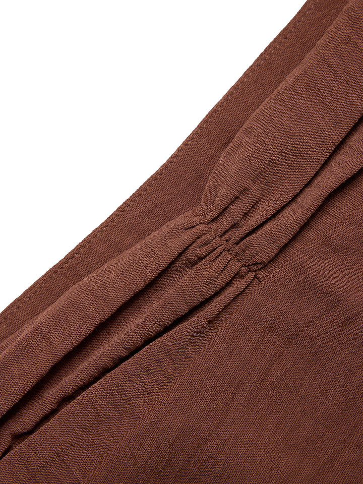 Boho Rucched Waist A Line Ruffle Hem MAXI JURTS -