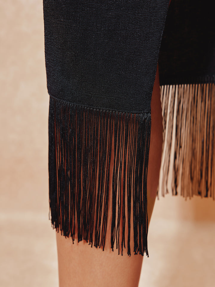 Straight Boho Tassel Twist Midi Women Skirt