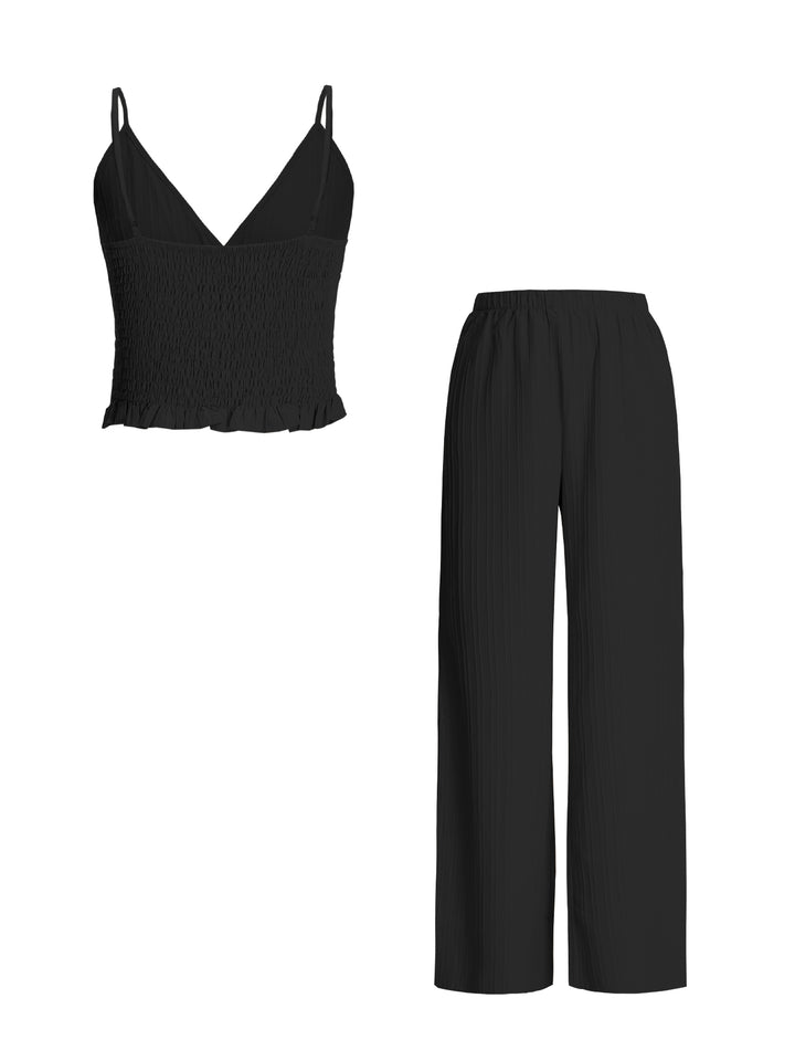 Letra informal Ruchada Ruchada V Neck Women Mujeres Trajes de dos piezas