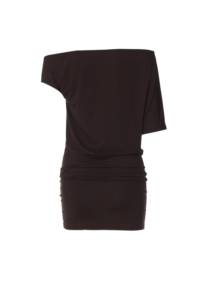 Casual Ruched One Shoulder Batwing Sleeve Women Dress