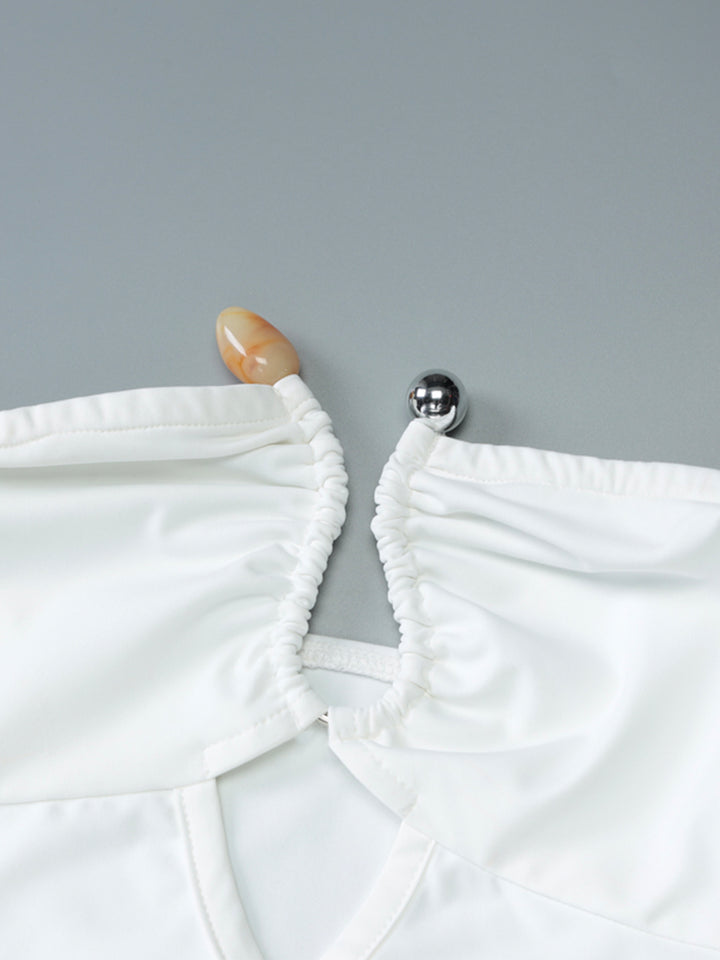 Bandeau Boho asymmetrisch geschnittenes Rund -Midi -Frauen Kleid