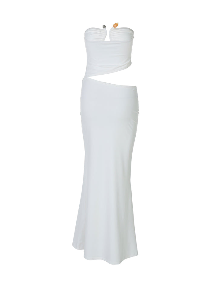 Bandeau Boho asymmetrisch geschnittenes Rund -Midi -Frauen Kleid