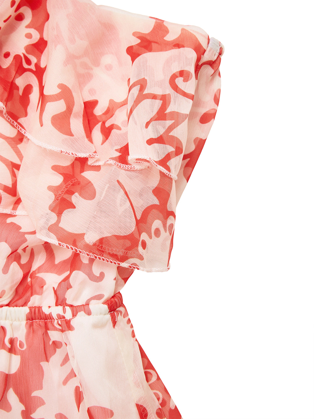 Boho florale asymmetrische Rüschen Midi Frauen Kleid