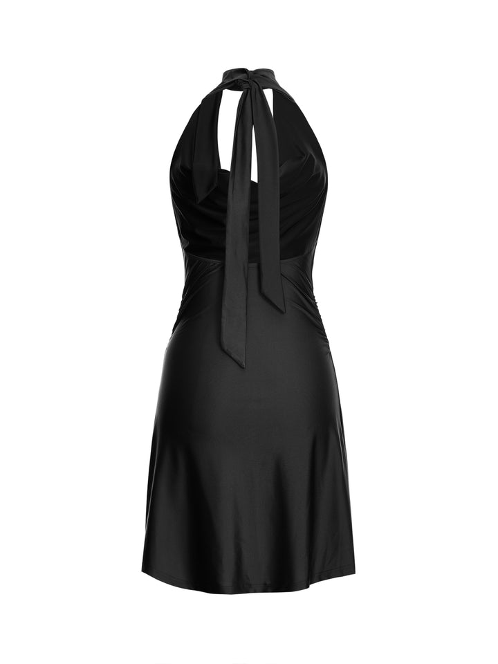 Vestido de mujeres con mangas regulares de cuello de capucha casual -