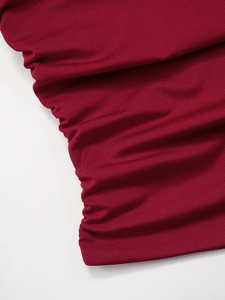 Tunic Elegant Ruched Asymmetrical Neck Women Top