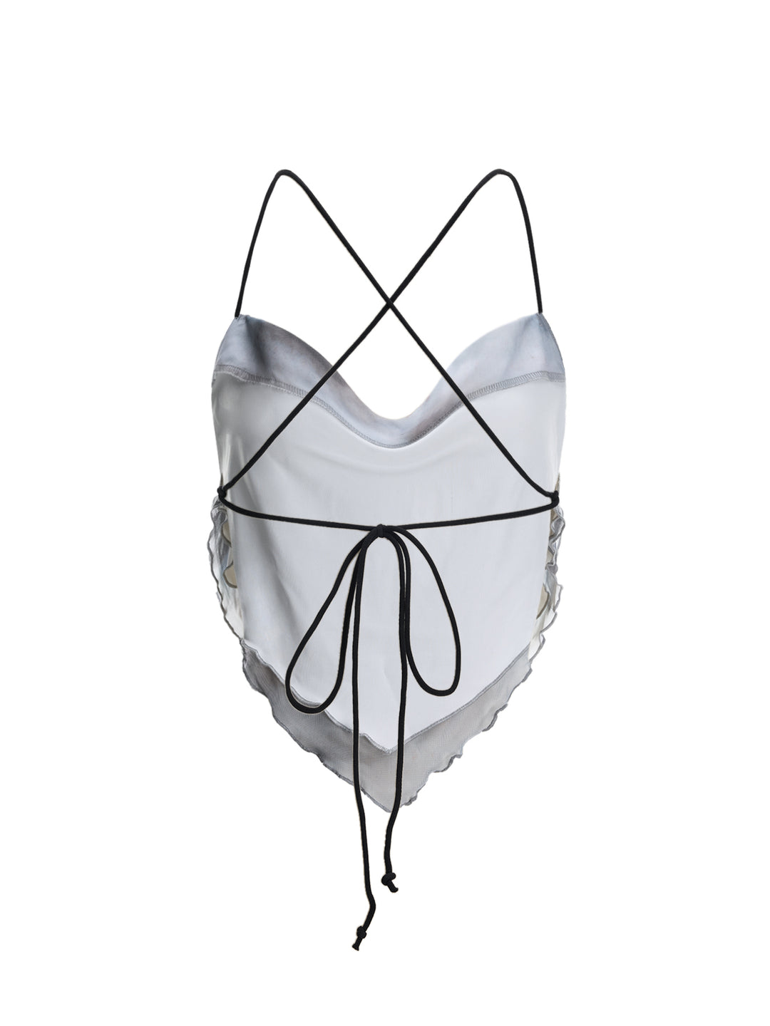 Cami Boho abstrakte Rückenless Criss Cross Draped Cowl Neck Ernte Frauen Tops