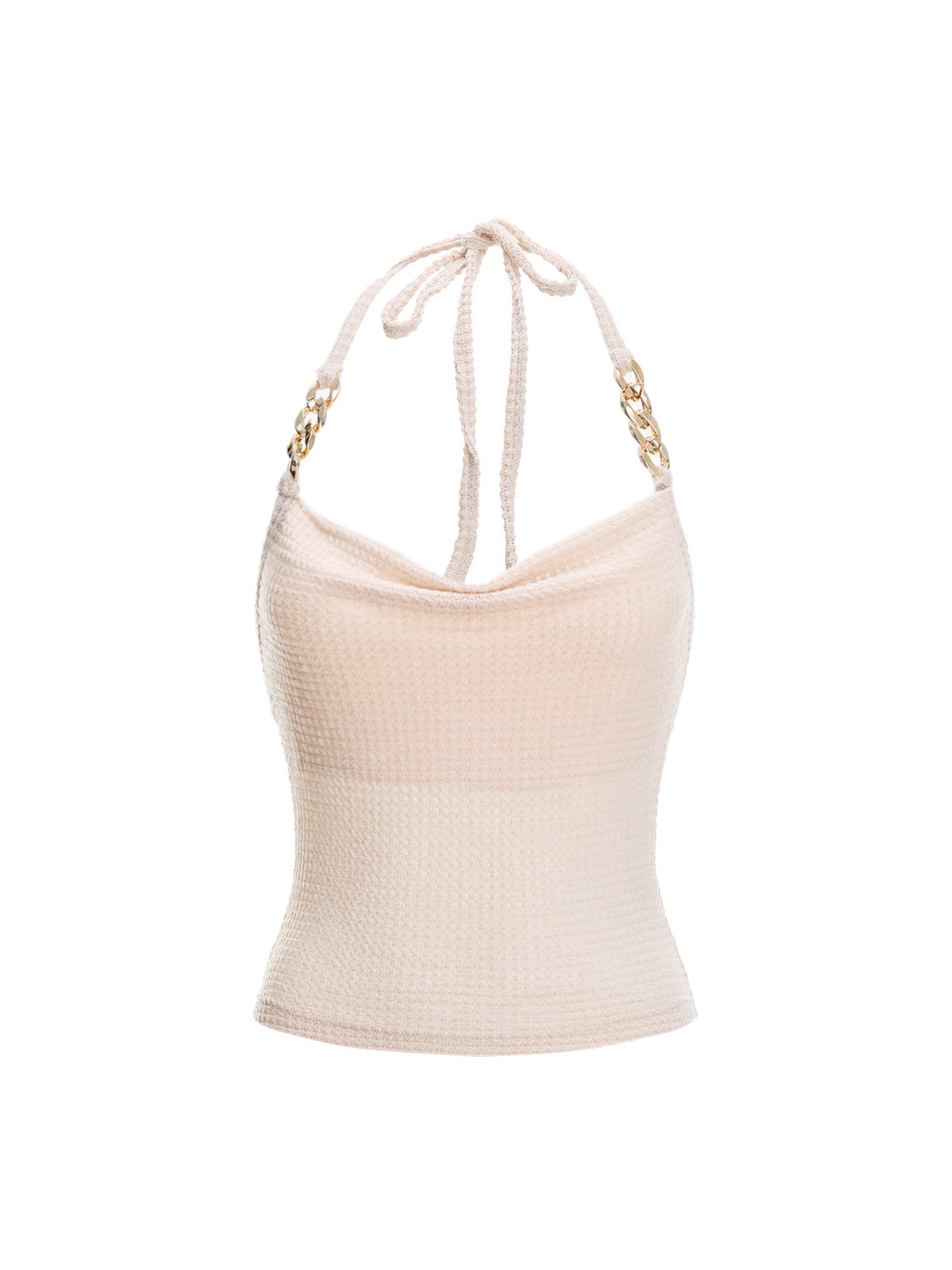 Cami Boho -Kette drapierte Pointelle Cowl Neck Women Tanktops & Camis