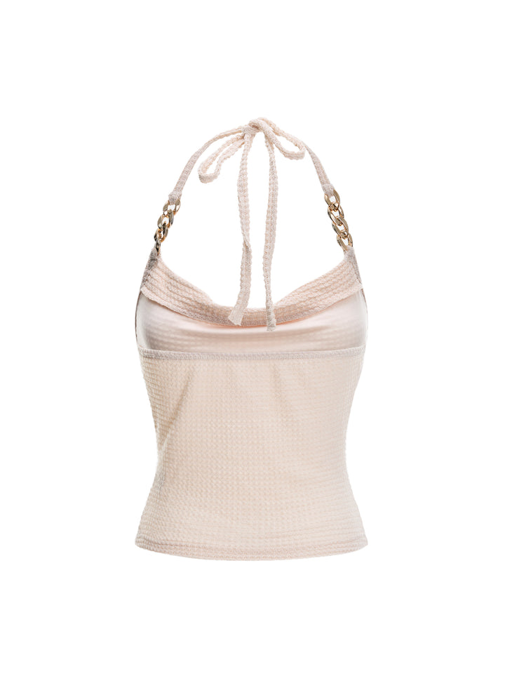 Cami Boho -Kette drapierte Pointelle Cowl Neck Women Tanktops & Camis