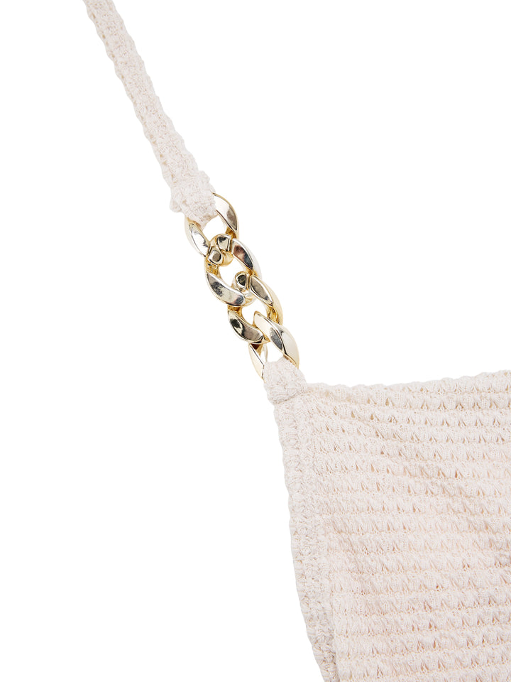 Cami Boho -Kette drapierte Pointelle Cowl Neck Women Tanktops & Camis