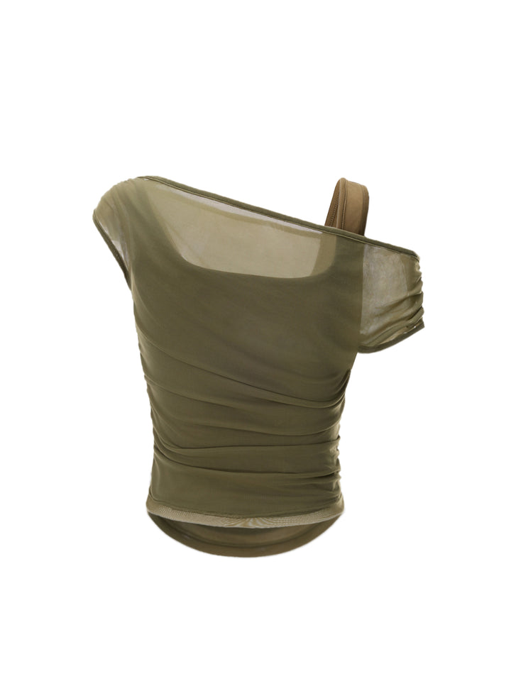 Casual 2 in 1 geräumte asymmetrische Hals Frauen oben