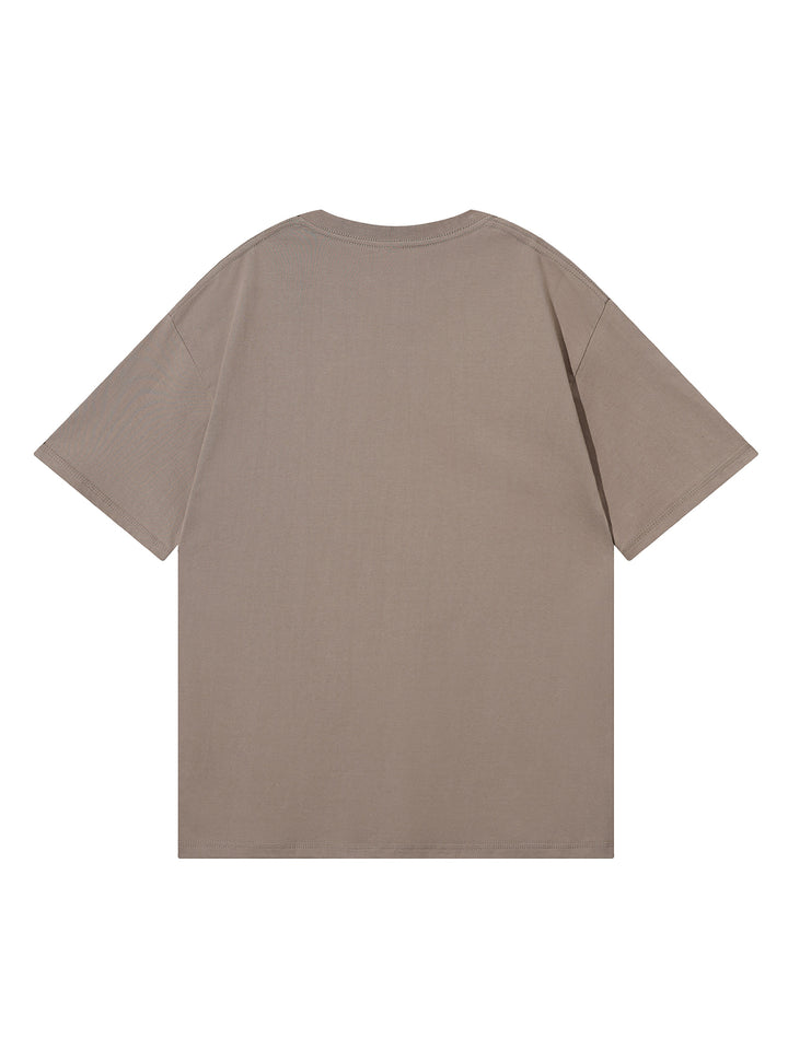 Casual Slogan/Butterfly/Cherry Bowling Grafiken gedruckt runden Hals kurzärärmische Baumwolle übergroße Khaki T -Shirt