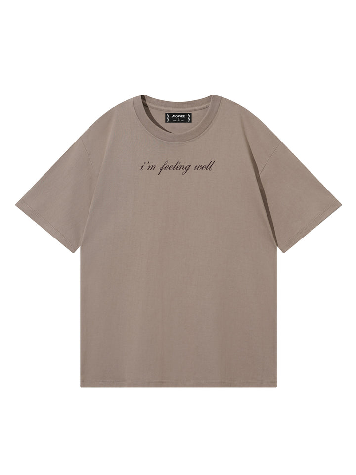 Casual Slogan/Butterfly/Cherry Bowling Grafiken gedruckt runden Hals kurzärärmische Baumwolle übergroße Khaki T -Shirt