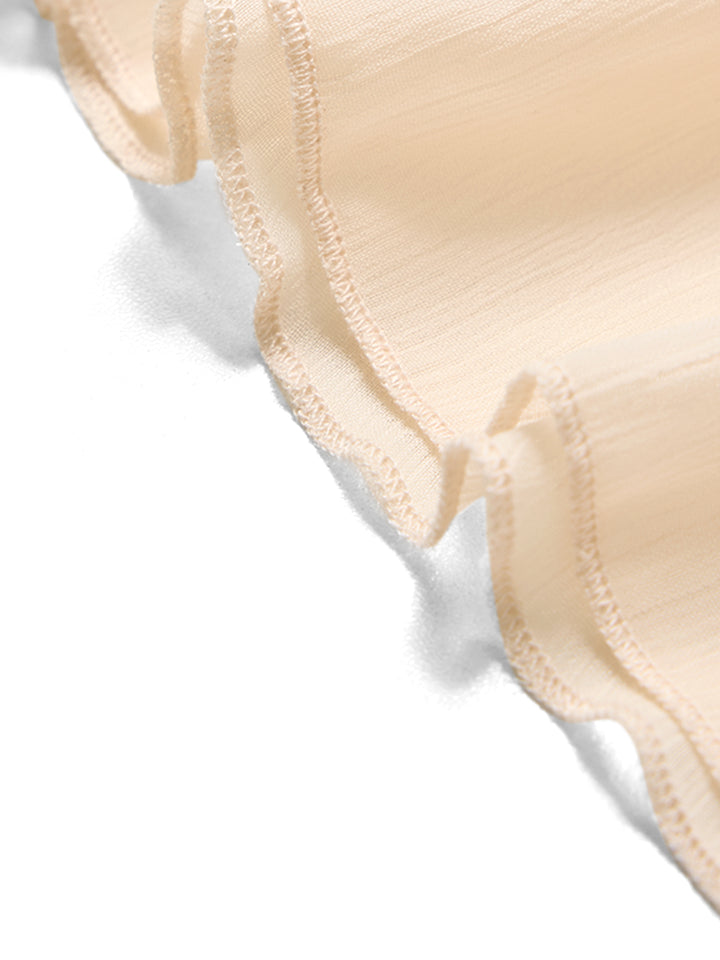 Chiffon Boho einfache Schicht Rüste hohe Nacken -Langarmbluse