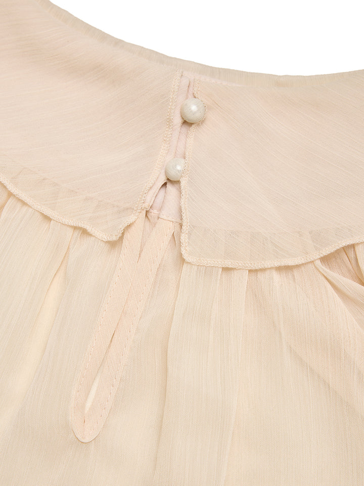 Chiffon Boho einfache Schicht Rüste hohe Nacken -Langarmbluse