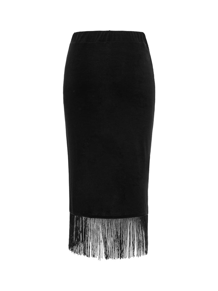 Straight Boho Tassel Twist Midi Women Skirt