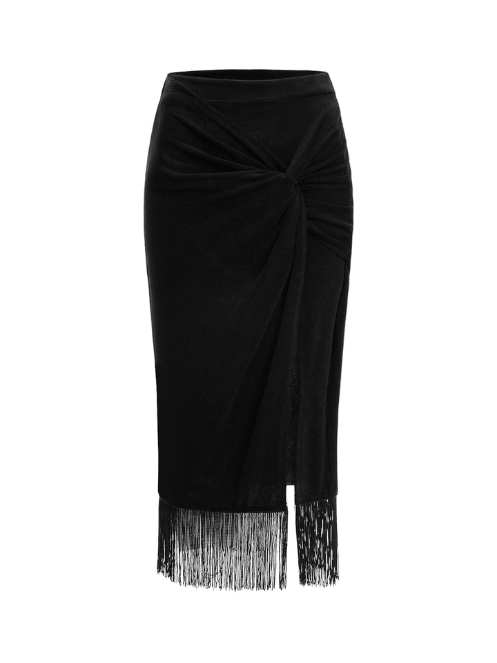 Straight Boho Tassel Twist Midi Women Skirt