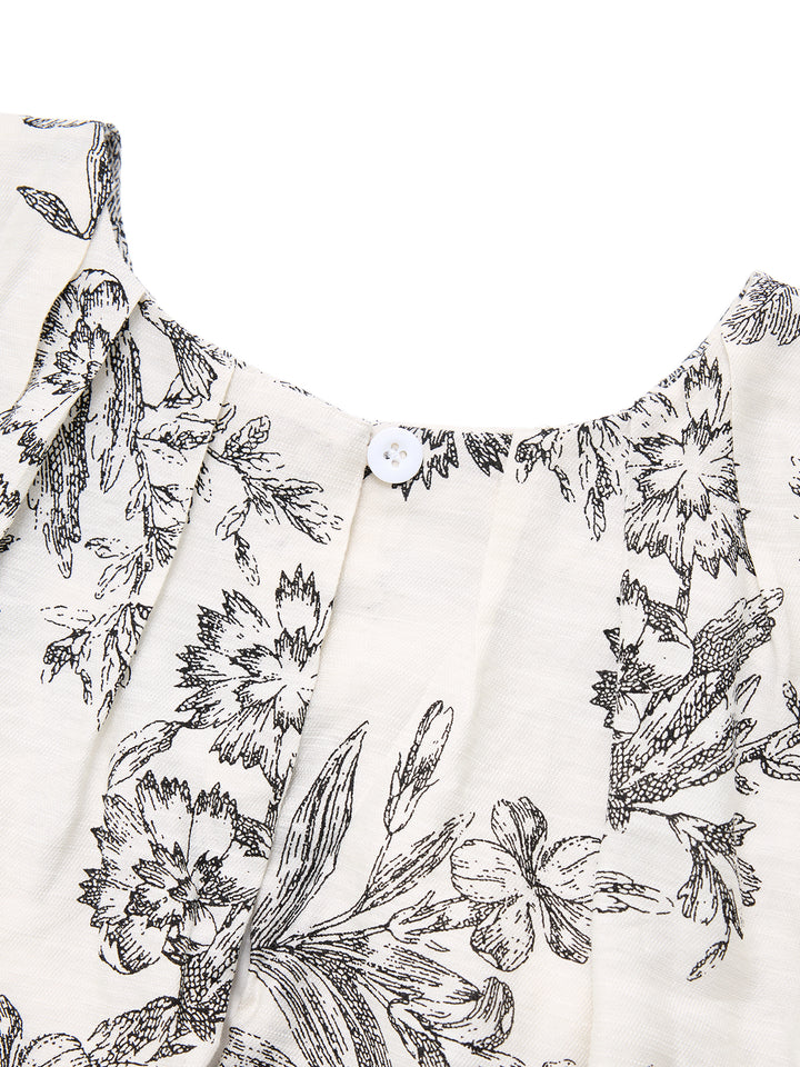Una línea Boho Floral Round Neck Long Women Trajes de dos piezas
