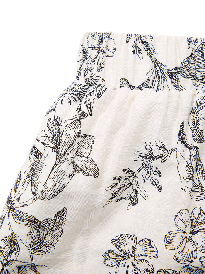 Una línea Boho Floral Round Neck Long Women Trajes de dos piezas