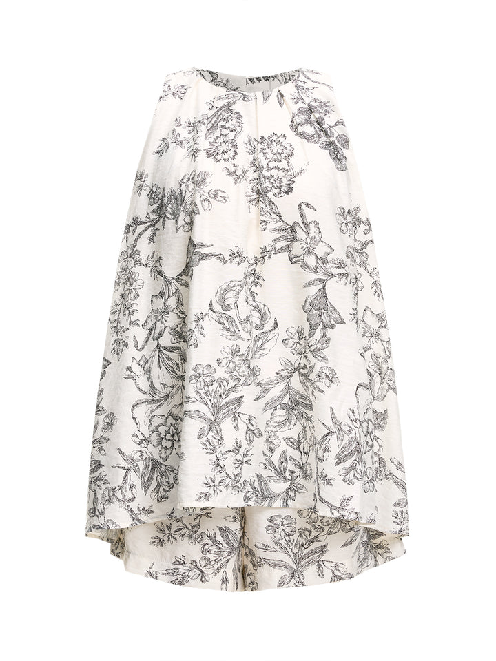 Una línea Boho Floral Round Neck Long Women Trajes de dos piezas