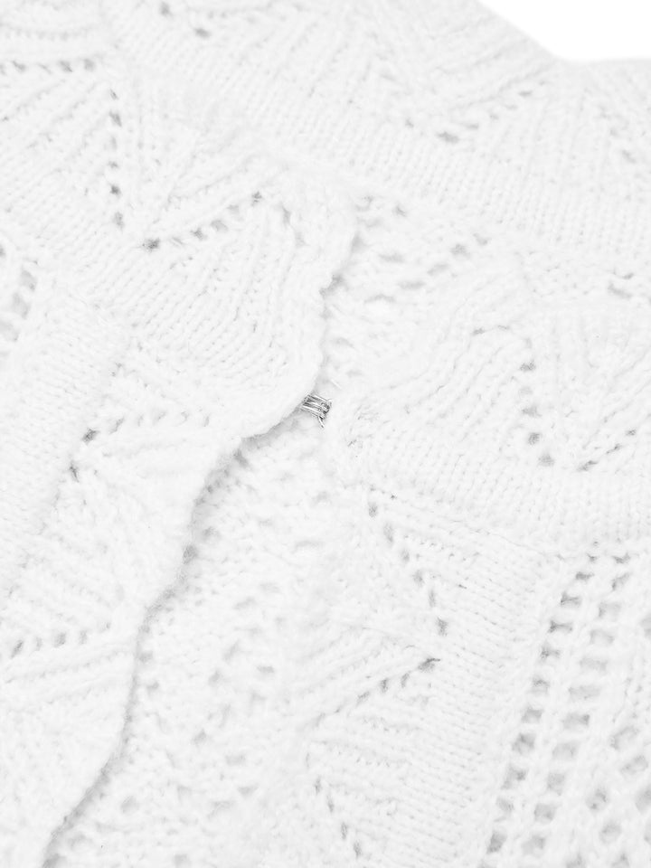 Casual Place Fransen Rüste gebundene Kabel-Knit-Langarm-Strickjacke
