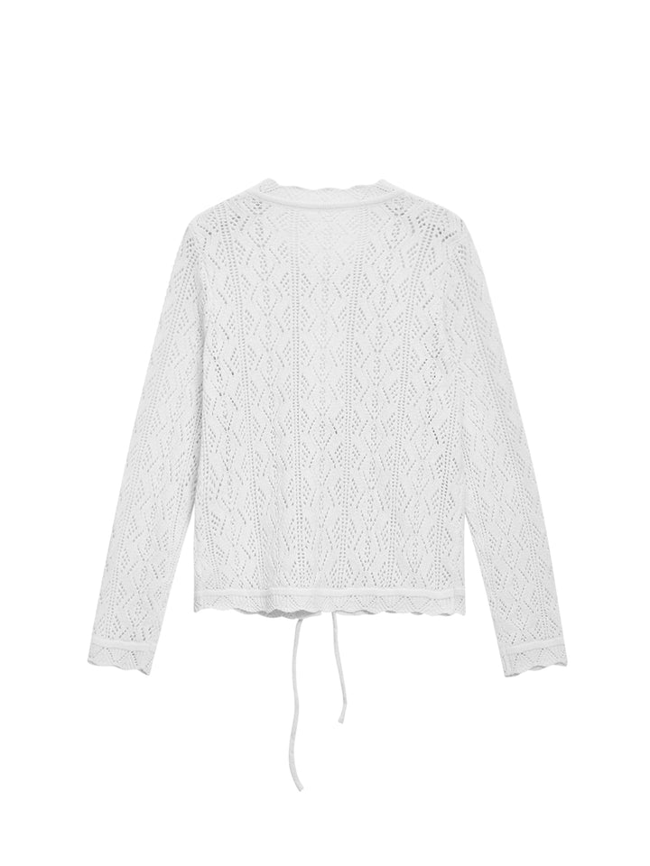 Casual Place Fransen Rüste gebundene Kabel-Knit-Langarm-Strickjacke