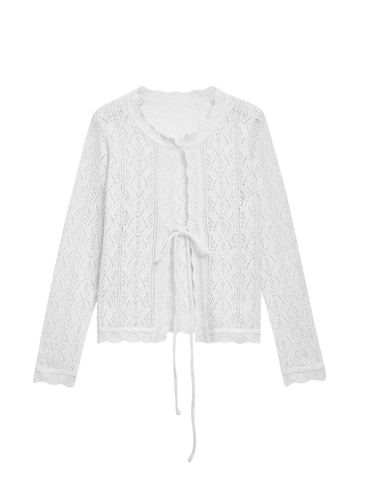 Casual Place Fransen Rüste gebundene Kabel-Knit-Langarm-Strickjacke