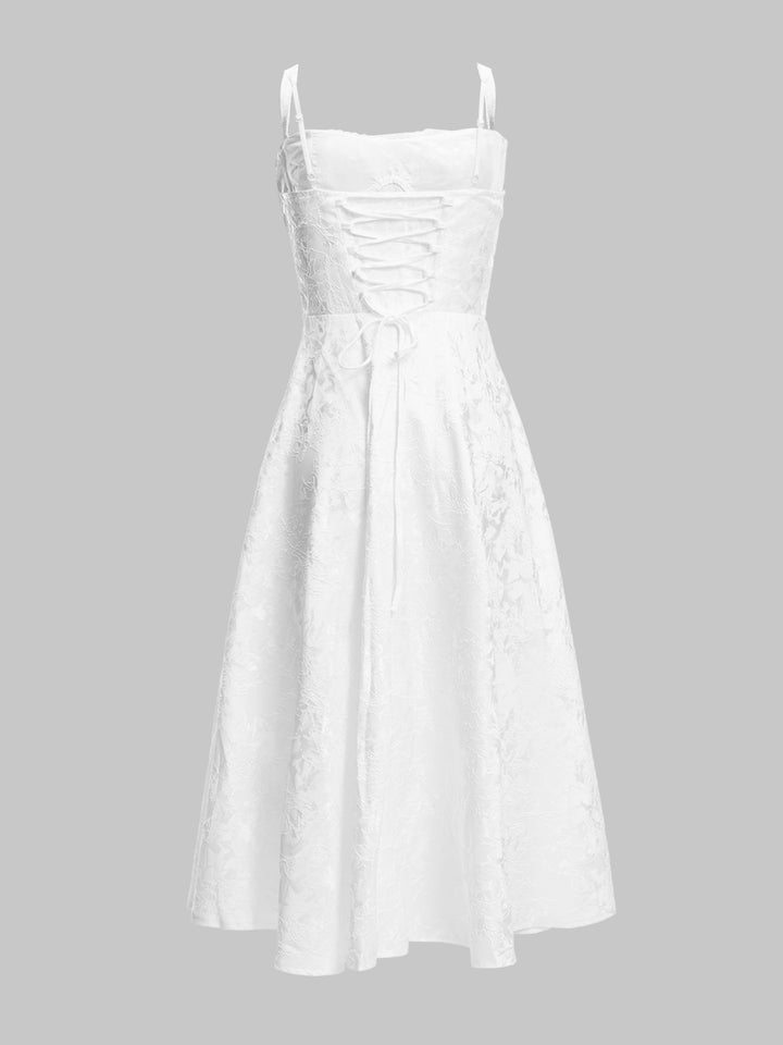 A Line Boho Lace Trim Tied Long Women Dress