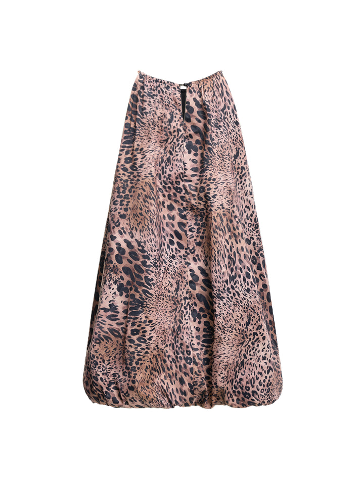 Leopardendruck Halfterhülse ein Linie Mini -Kleid