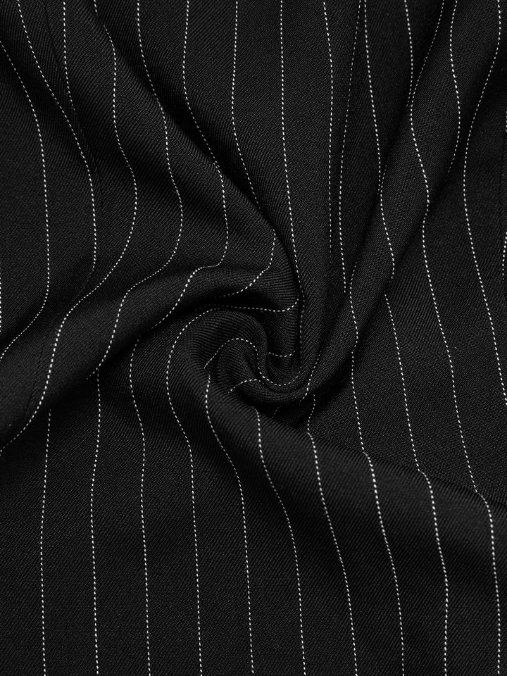 Preppy Striped Rückenless Gürteltasche Square Neck Mini Frauen Kleid