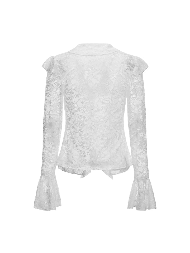 Boho Floral Ruffle V Campana de cuenca de cuello