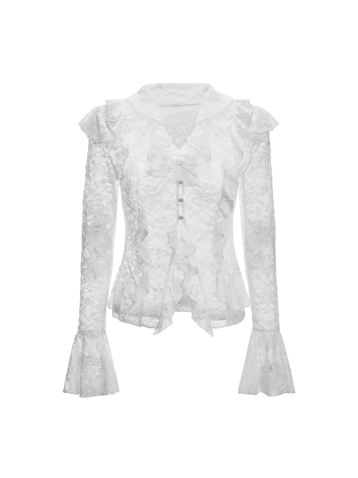 Boho Floral Ruffle V Campana de cuenca de cuello