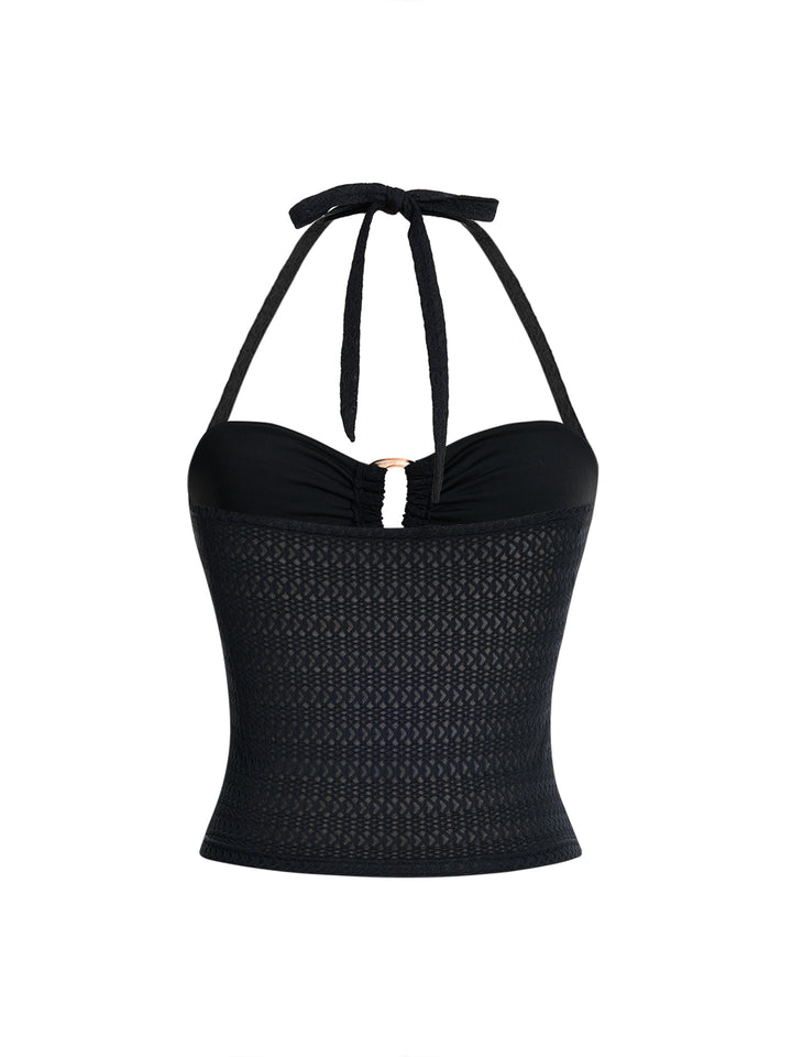 Boho Plain Ruched Brasing Nalter Cami Tops